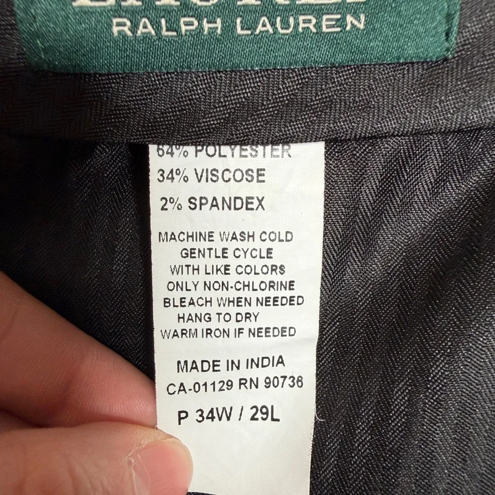 Lauren Ralph‎ Lauren Dress Pants Flat Front Charcoal Grey Mens 34W / 29L